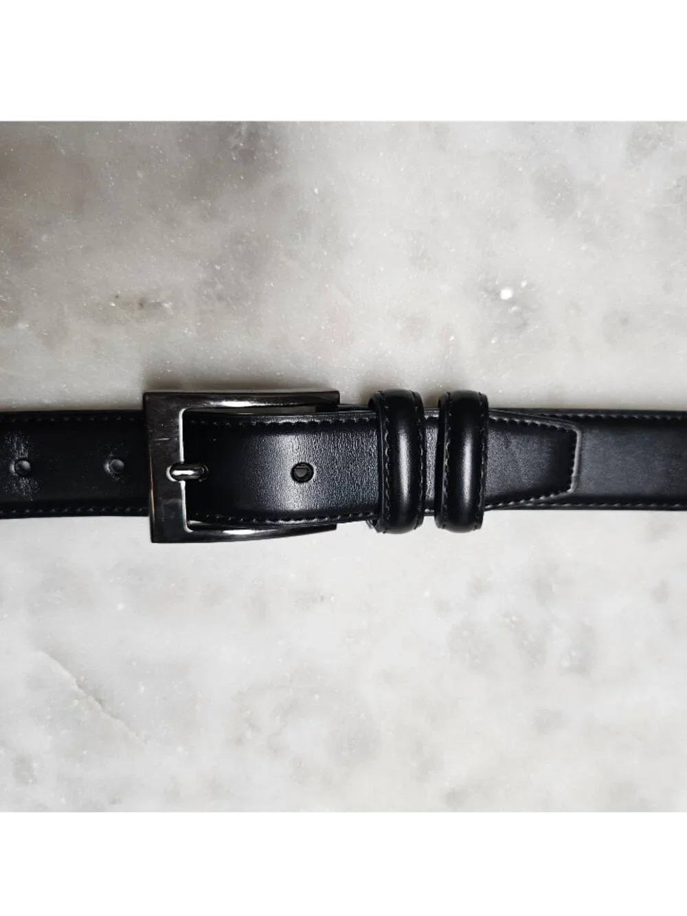 Mio Marino Genuine Leather Black Classic Belt 32” Unisex Gunmetal 1-Prong Buckle